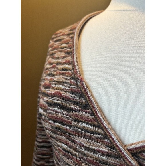 Beyond Threads Baby Alpaca Wool Blend Multi Color Wrap Sweater Womens M FLAWED - Picture 2 of 12